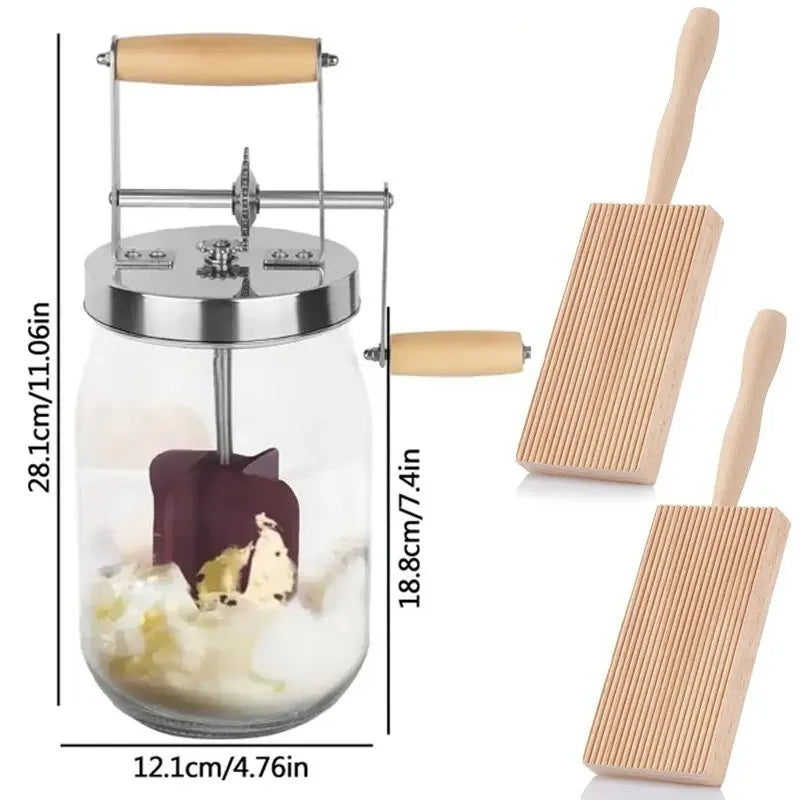 Manual Butter Maker – Home Butter Machine with Wooden Handle