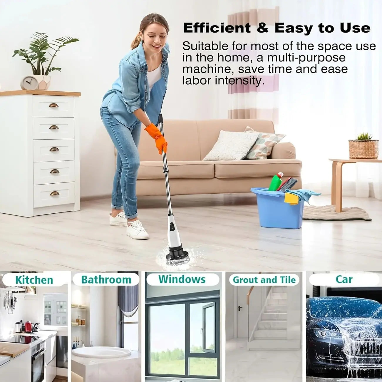 Electric scrubber brush for bathroom cleaning
