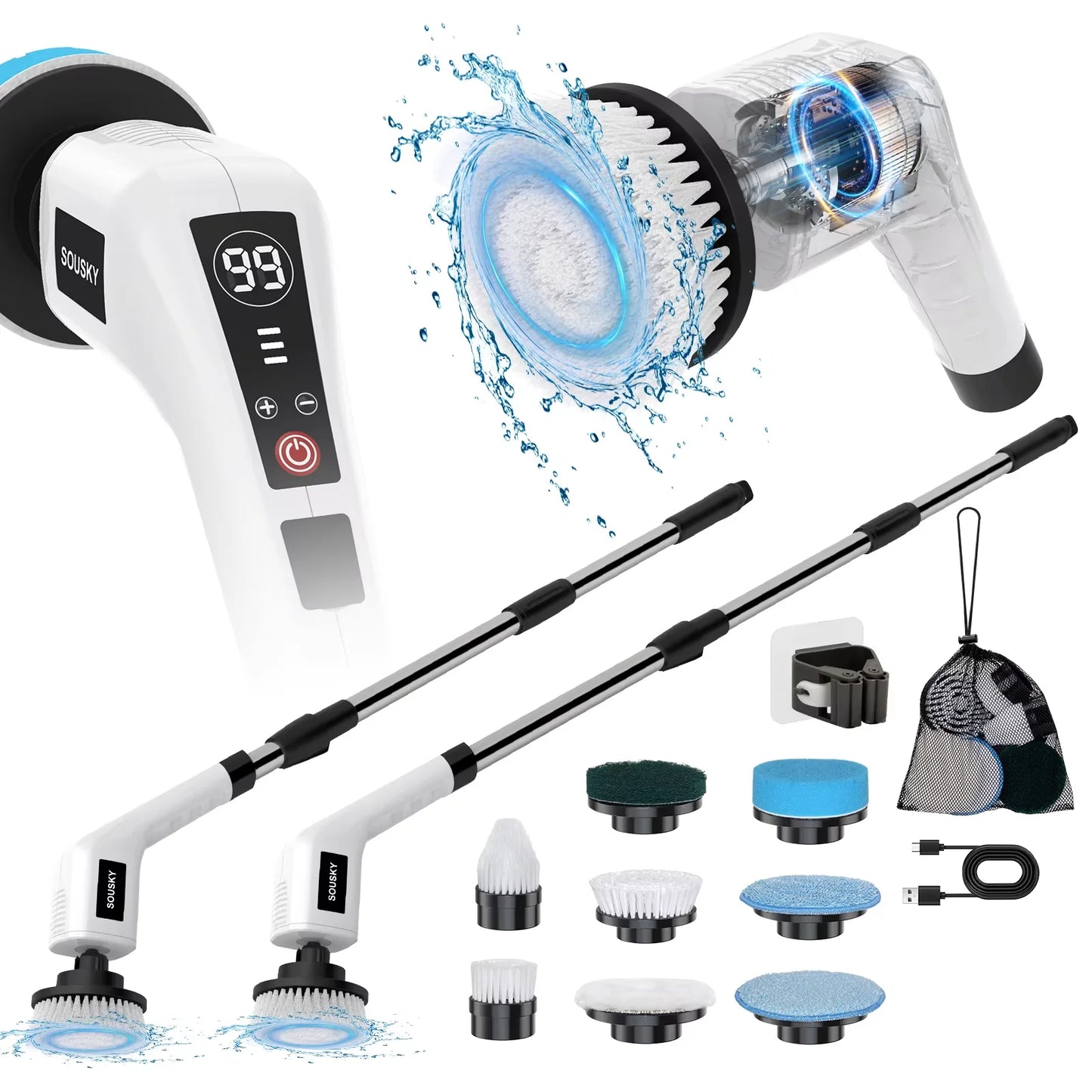 Bathroom spin scrubber for deep cleaning